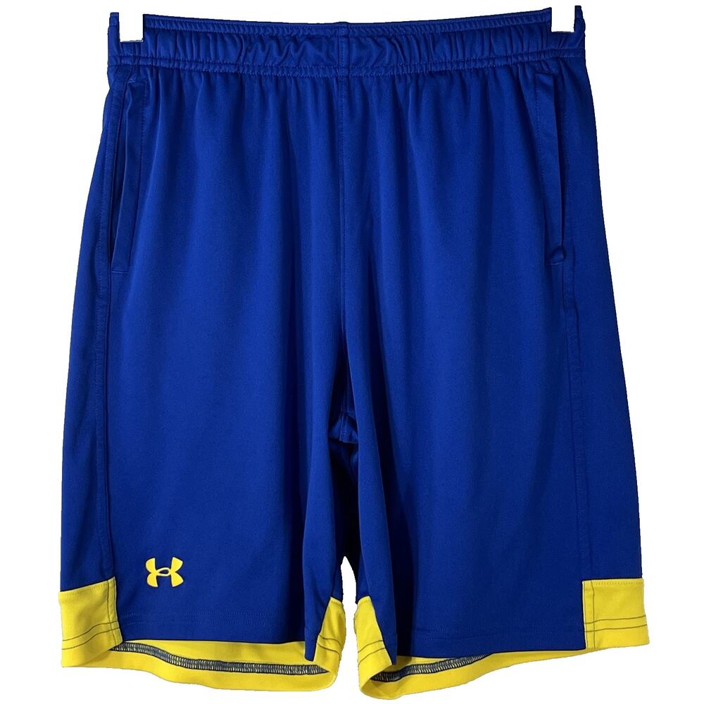 Under Armour Youth Boys Royal Blue Yellow Athletic Shorts Size XL